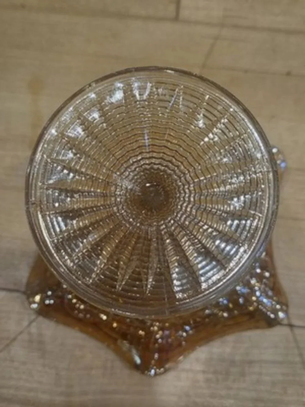Vintage Imperial Glass Grape Marigold Carnival Glass Ruffled Pedestal Compote
